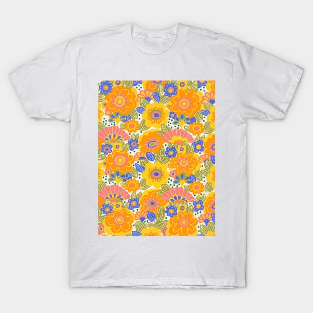 Dahlia Orange Pattern T-Shirt by Gigi Rosado